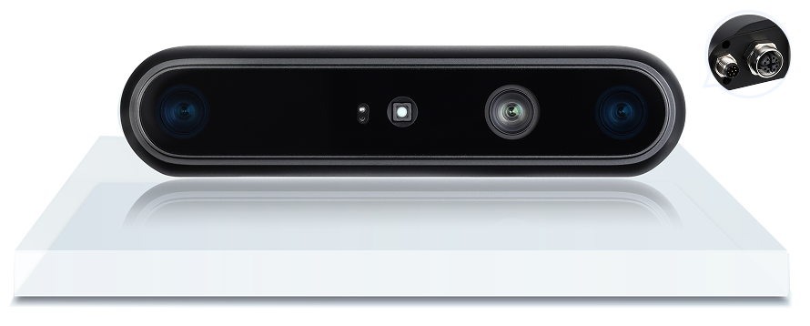 Orbbec Gemini 335Le official illustration with rear-connector detail inset